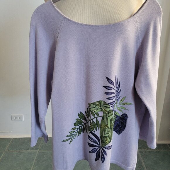 Josephine Chaus Light Purple Floral Swirl Tunic (Size: XL) - Picture 8 of 14